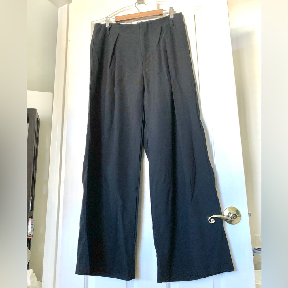 NWOT a new day Black Wide Leg Linen-Blend Pants